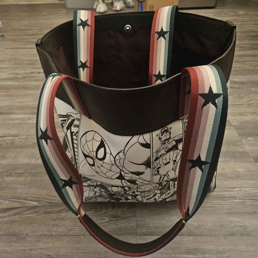 COACH Marvel Comics Black and White Tote Bag - Picture 2 of 7